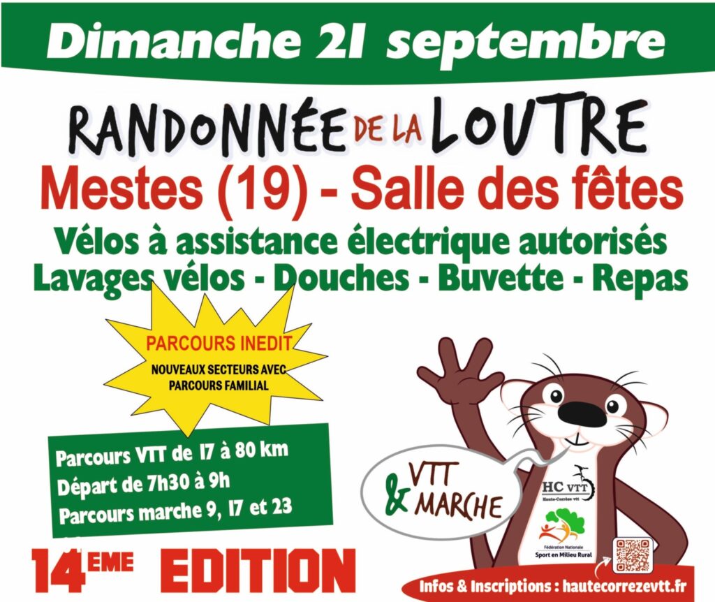 affiche randonnée de la loutre 2025 - Courses VTT et Rando Corrèze 19
